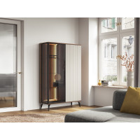 Вітрина висока з підсвіткою Вічі / Vici WT103 2-дверна Горіх/кашемір Perfect Home Польща