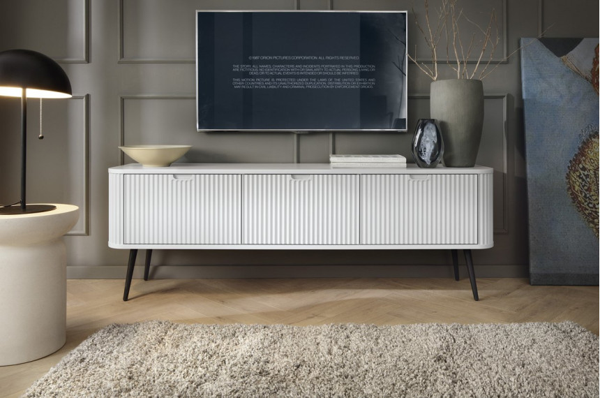 Тумба під телевізор Perfect Home Зова / Zova 3-дверна з чорними ніжками RTV168 Білий