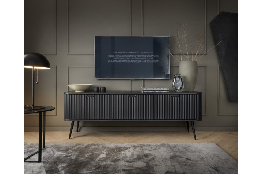 Тумба під телевізор Perfect Home Зова / Zova 3-дверна з чорними ніжками RTV168 Чорний
