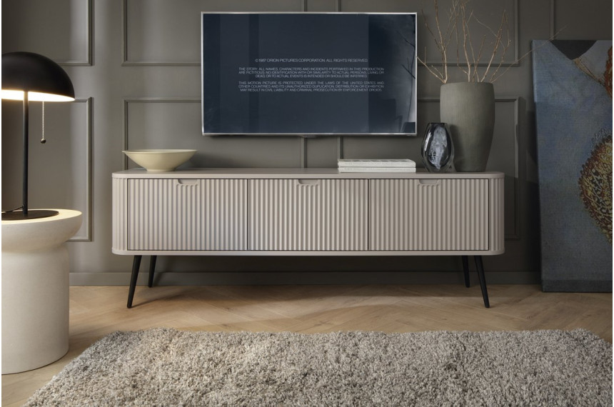 Тумба під телевізор Perfect Home Зова / Zova 3-дверна з чорними ніжками RTV168 Кашемір